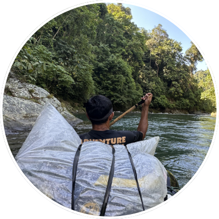 travel by boat on Sumatra jungle river with local tour guides